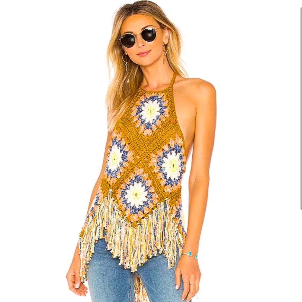Free people summer of love crochet tank top size M/L NWOT